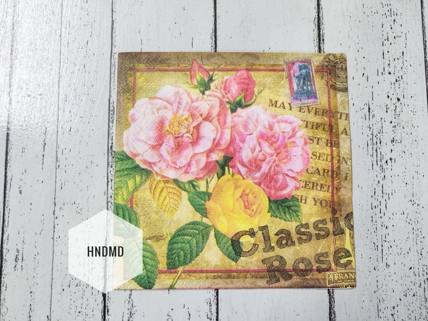 A pack of 12 by 12 inch Decoupage Napkins / Decoupage Tissues (5 pcs) - Classic Roses