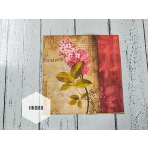 A pack of 12 by 12 inch Decoupage Napkins / Decoupage Tissues (5 pcs) - Red Flowers