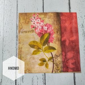 A pack of 12 by 12 inch Decoupage Napkins / Decoupage Tissues (5 pcs) - Red Flowers