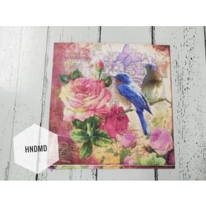 A pack of 12 by 12 inch Decoupage Napkins / Decoupage Tissues (5 pcs) - Birds and Roses