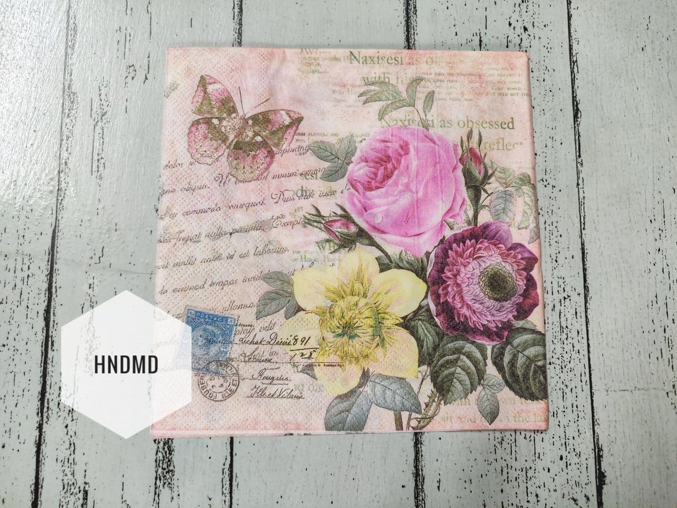 A pack of 12 by 12 inch Decoupage Napkins / Decoupage Tissues (5 pcs) - Vintage Nature Scene