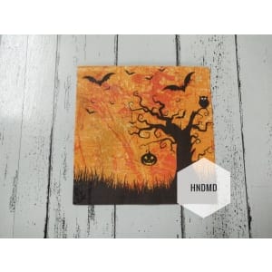 A pack of 12 by 12 inch Decoupage Napkins / Decoupage Tissues (5 pcs) - Halloween Scene