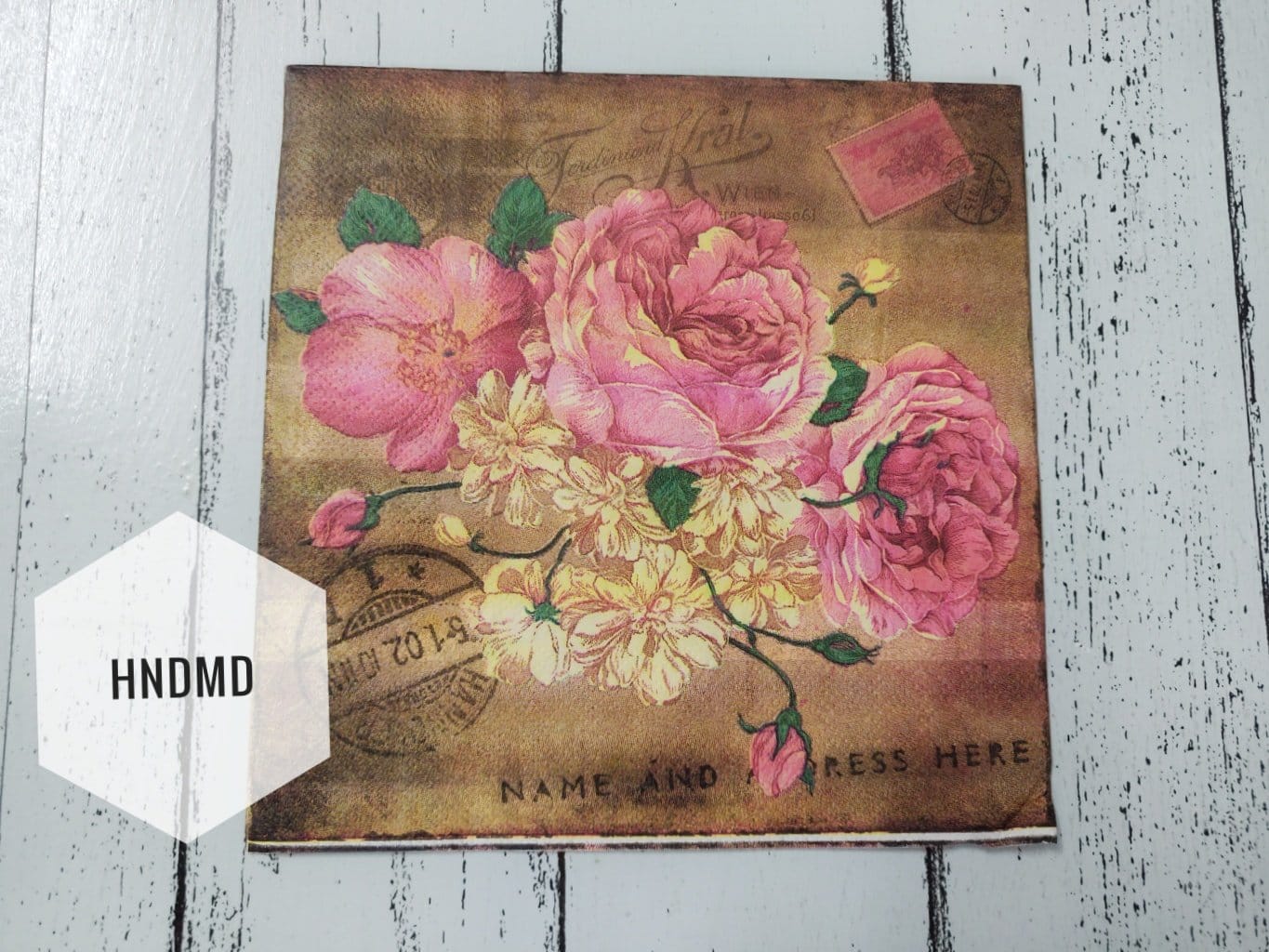 A pack of 12 by 12 inch Decoupage Napkins / Decoupage Tissues (5 pcs) - Old Flowers