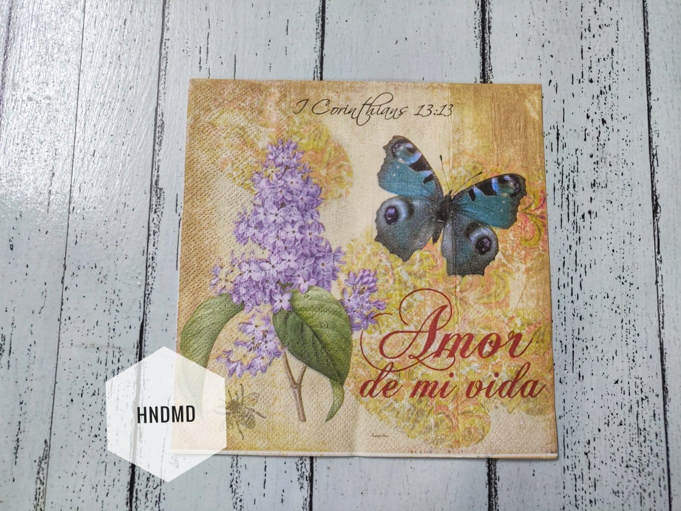 A pack of 12 by 12 inch Decoupage Napkins / Decoupage Tissues (5 pcs) - Amor Floral Background