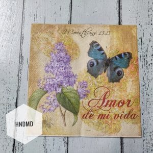 A pack of 12 by 12 inch Decoupage Napkins / Decoupage Tissues (5 pcs) - Amor Floral Background