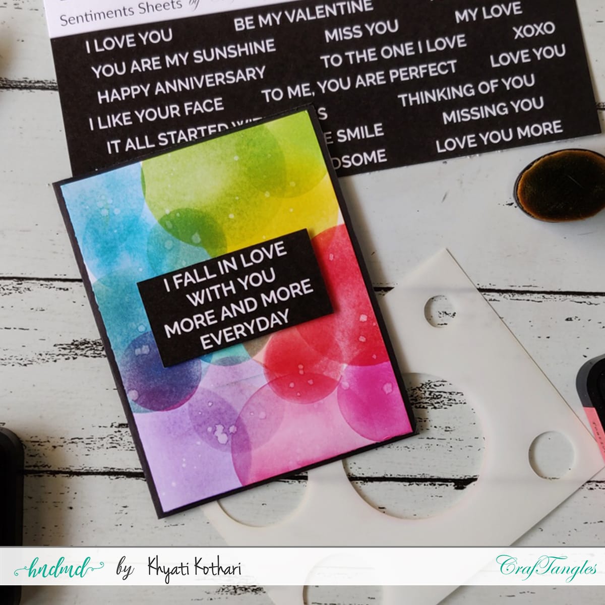 CrafTangles ink blending Brushes (Pack of 3 brushes) Rainbow bokeh with masking Stencil 2 Rainbow_bokeh_with_masking_Stencil_2