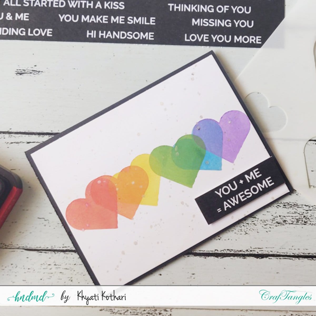CrafTangles Sentiment Sheets - Love Sentiments 2 (2 sheets of A4) Rainbow card with masking stencil 2 Rainbow_card_with_masking_stencil_2