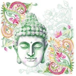 German Decoupage Napkins (5 pcs) - Small Buddha Head Green