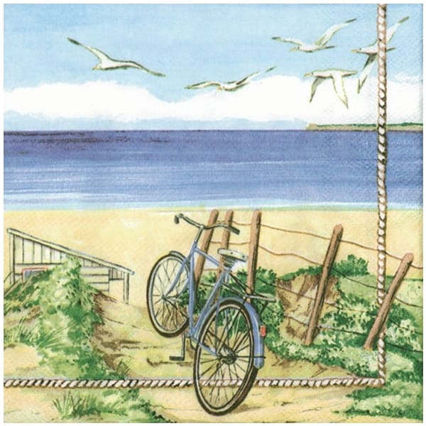 German Decoupage Napkins (5 pcs) - Beach Bicycle