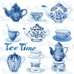 German Decoupage Napkins (5 pcs)  - Tea Moments Blue Background