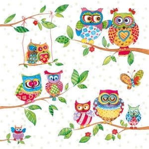 German Decoupage Napkins (5 pcs) - Owls in Summerland