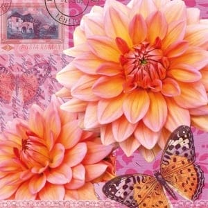 German Decoupage Napkins (5 pcs) - Summer Dahila Flowers