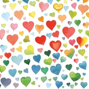 German Decoupage Napkins (5 pcs) - Colorful Hearts