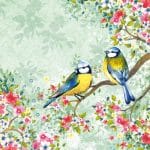 German Decoupage Napkins (5 pcs)  - Bird Watching Green