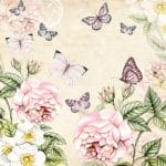 German Decoupage Napkins (5 pcs)  - Flowers and Butterflies Cream