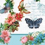 A pack of 12 by 12 inch German Decoupage Napkins (5 pcs)  - Flower and Butterflies