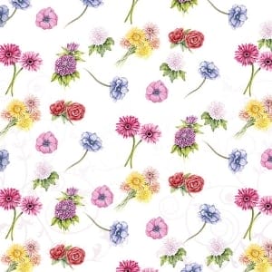 A pack of 12 by 12 inch German Decoupage Napkins (5 pcs) - Flower Festival