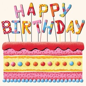 A pack of 12 by 12 inch German Decoupage Napkins (5 pcs) - Birthday Cake