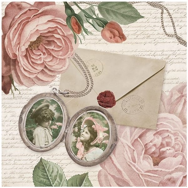 A pack of 12 by 12 inch German Decoupage Napkins (5 pcs) - Photo Medallion