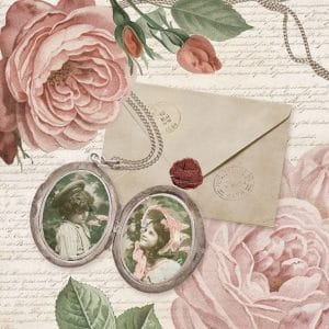 A pack of 12 by 12 inch German Decoupage Napkins (5 pcs) - Photo Medallion