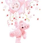 German Decoupage Napkins (5 pcs)  - Pink Teddy (Baby Girl)
