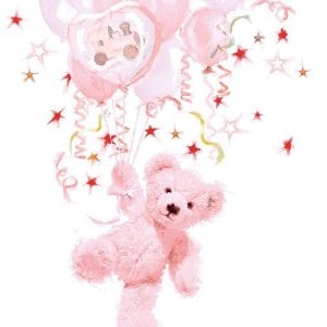 German Decoupage Napkins (5 pcs) - Pink Teddy (Baby Girl)