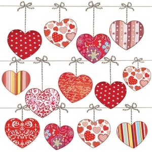 German Decoupage Napkins (5 pcs) - Hearts on Wire