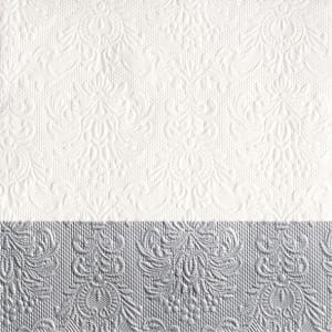 A pack of 12 by 12 inch German Decoupage Napkins (5 pcs) - Elegance Dip Silver (Textured and foiled)