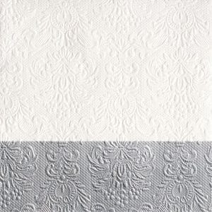 A pack of 12 by 12 inch German Decoupage Napkins (5 pcs) - Elegance Dip Silver (Textured and foiled)