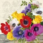 A pack of 12 by 12 inch German Decoupage Napkins (5 pcs)  - Anemone De Caen