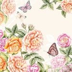 A pack of 12 by 12 inch German Decoupage Napkins (5 pcs)  - Botanical Garden with Cream Background