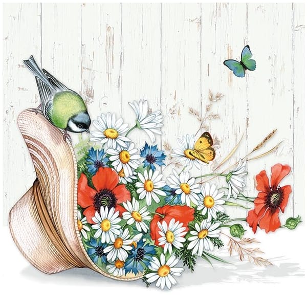A pack of 12 by 12 inch German Decoupage Napkins (5 pcs) - Summer Hat