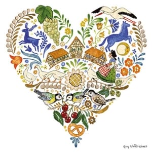 German Decoupage Napkins (5 pcs) - Hearts of Alsace