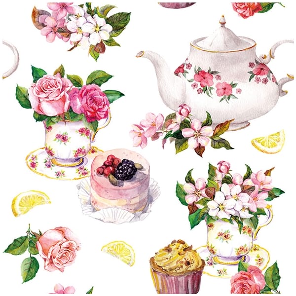 German Decoupage Napkins (5 pcs) - Flower in Teacup