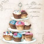 German Decoupage Napkins (5 pcs)  - Cupcakes on Stand
