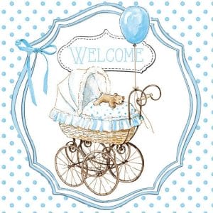 German Decoupage Napkins (5 pcs) - Welcome Baby boy
