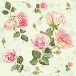 German Decoupage Napkins (5 pcs)  - Roses with Green Background