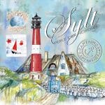 German Decoupage Napkins (5 pcs)  - Lighthouse Sketch