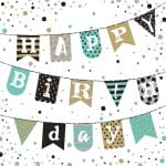 German Decoupage Napkins (5 pcs)  - Birthday Banner Teal