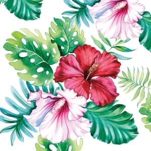 German Decoupage Napkins (5 pcs) - HIbiscus Flower White