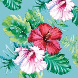 German Decoupage Napkins (5 pcs) - HIbiscus Flower Blue