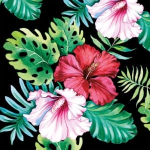 German Decoupage Napkins (5 pcs) - HIbiscus Flower Black
