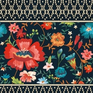 German Decoupage Napkins (5 pcs) - Black Floral Background