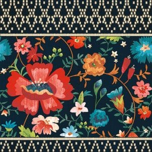 German Decoupage Napkins (5 pcs) - Black Floral Background