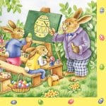 German Decoupage Napkins (5 pcs)  - Rabbit School Scene