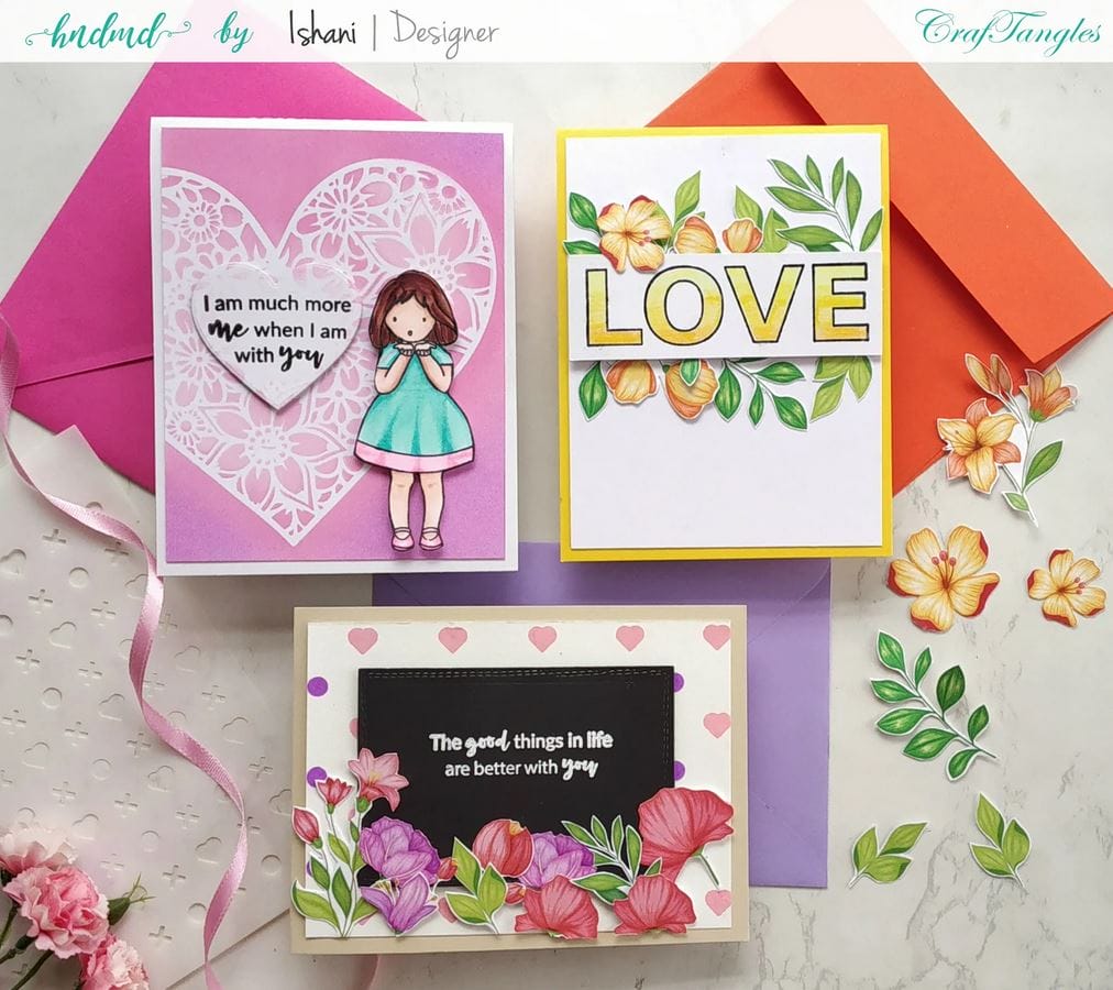 CrafTangles Elements Pack - Spring Flowers 2 (3 sheets of A4) Card Ishani Feb2020 1 Card_Ishani_Feb2020_1
