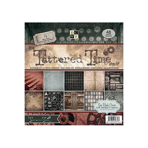 Die Cuts with a View - Tattered Time - 12x12 Paper Stack with Gloss (48 sheets/pkg)