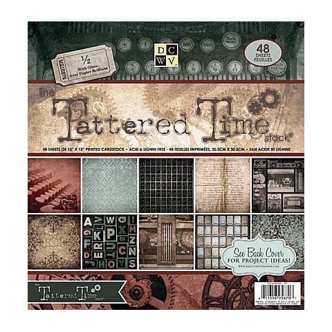 Die Cuts with a View - Tattered Time - 12x12 Paper Stack with Gloss (48 sheets/pkg) DCWV Tattered Time 12by12 paper Die Cuts with a View - Tattered Time - 12x12 Paper Stack with Gloss (48 sheets/pkg)