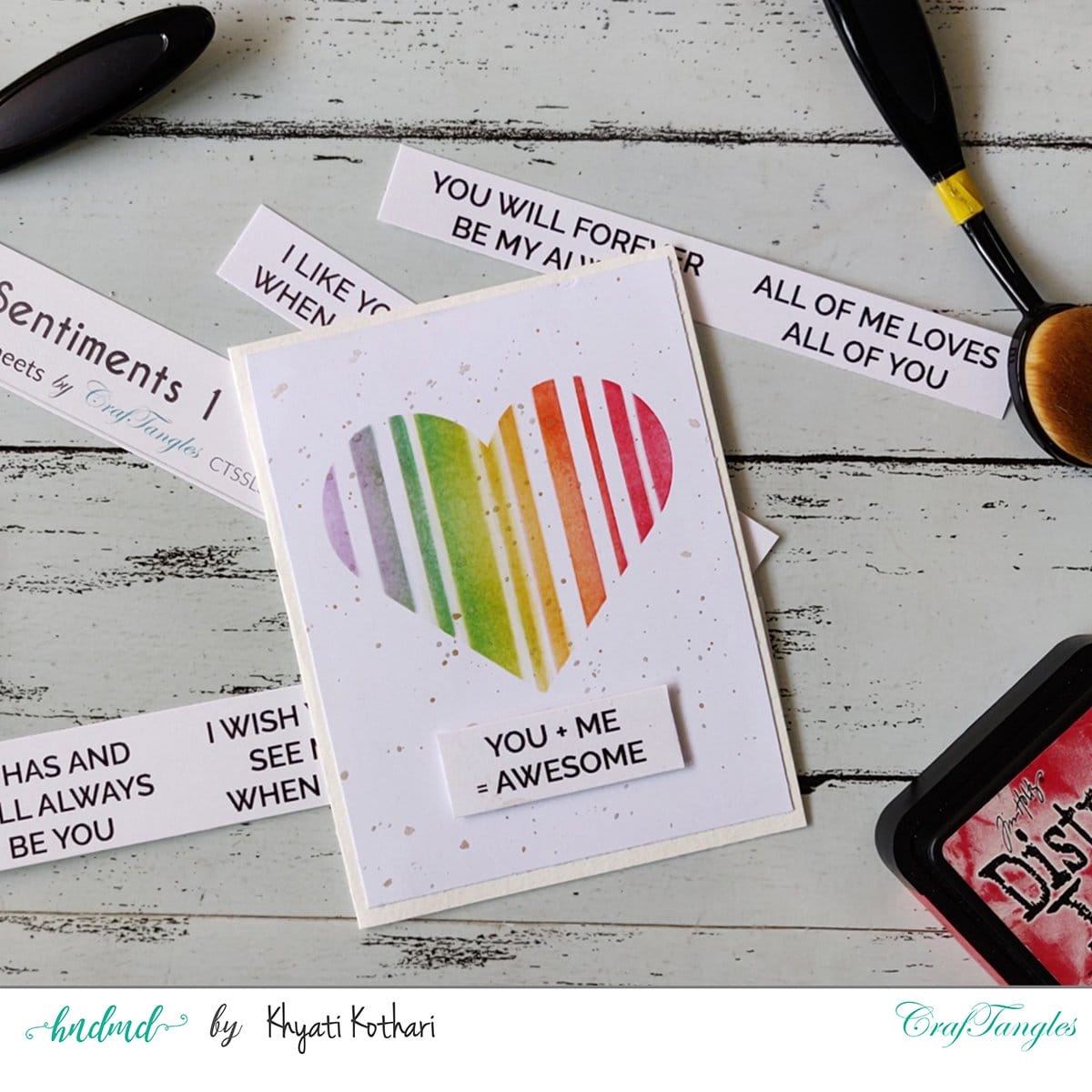 CrafTangles Stencil Masks - Hearts (Masking Stencils - Set of 6 stencils) Dual Stencilling technique Card 2 Dual_Stencilling_technique_Card_2