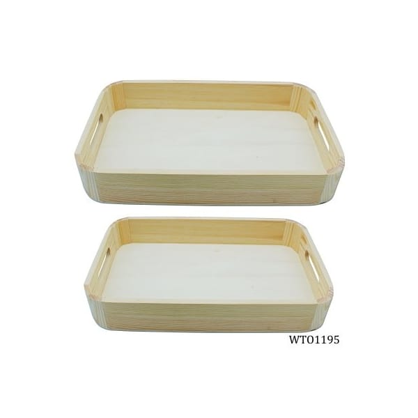 Wooden Tray with rounded edges for Decoupage (Set of 2)